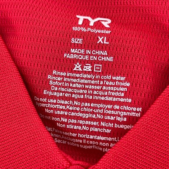 TYR Apparel Men's Tech Polo Shirt - Red Textured - TMPOC6A - Size XL - $44 - Picture 6 of 7